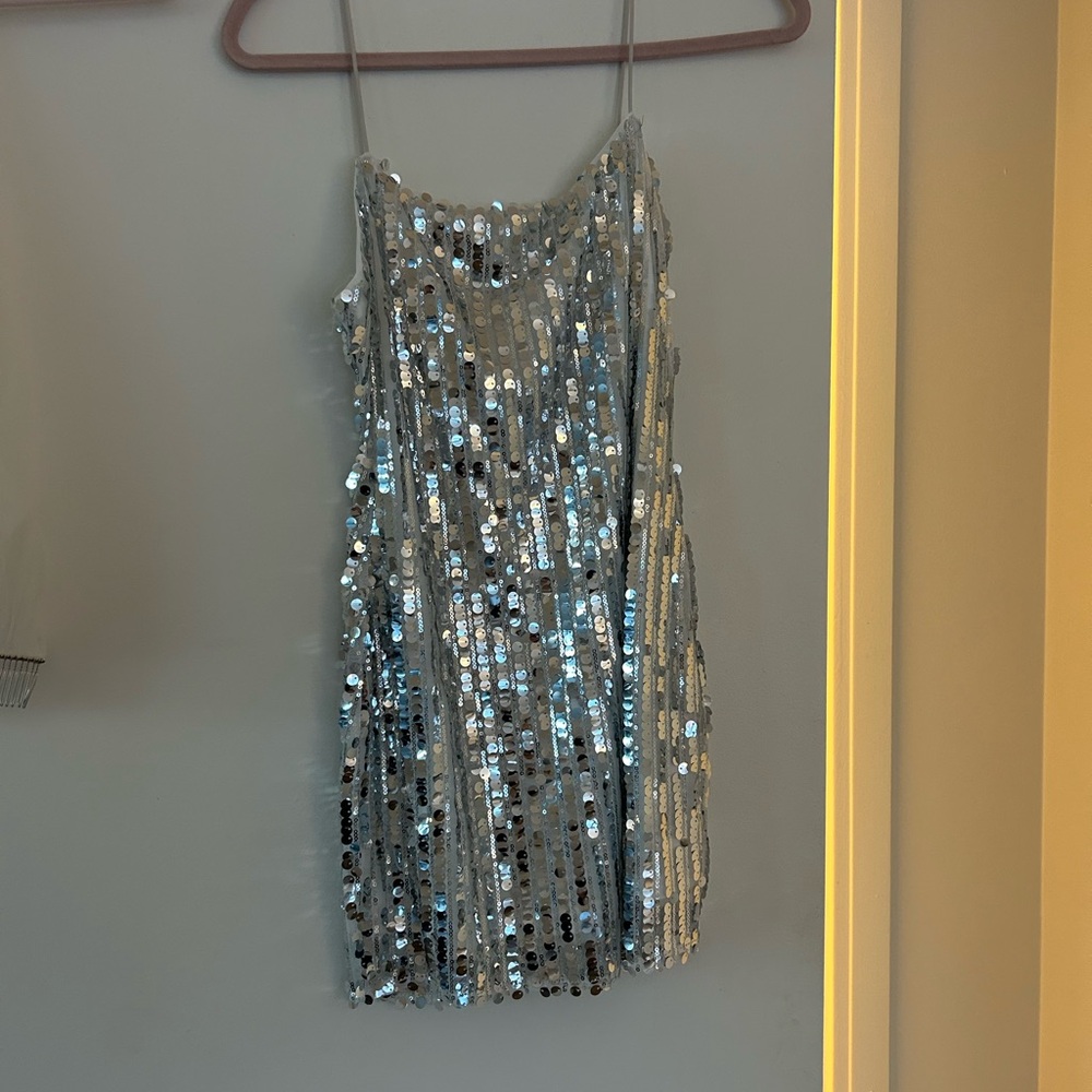 Shimmering Silver Sequin Dress